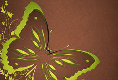 Fototapeta - Zelený Motýl a hnědé pozadí 4792